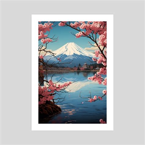 Japanese Ukiyo-e Art Mount Fuji From Lake 90, an art print by ...