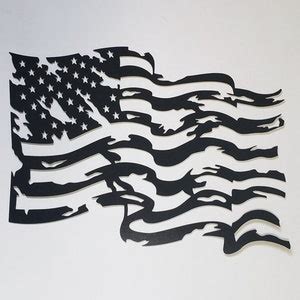 Tattered Waving American Flag Black Metal Art Patriotic Home Decor - Etsy