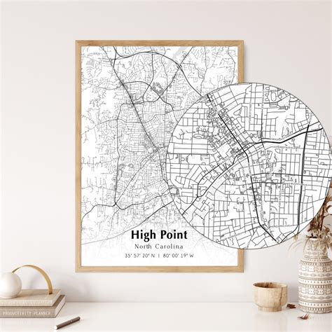 Map of High Point Digital File, Modern City Map, High Point Printable ...