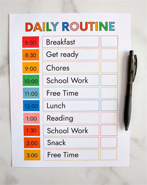 Free Printable Daily Schedule For Kids