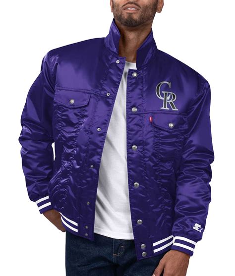 Purple Levi’s Starter Colorado Rockies Trucker Jacket