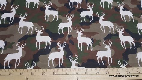 Flannel Fabric - Stag Silhouette on Camo - By the yard - 100% Cotton ...