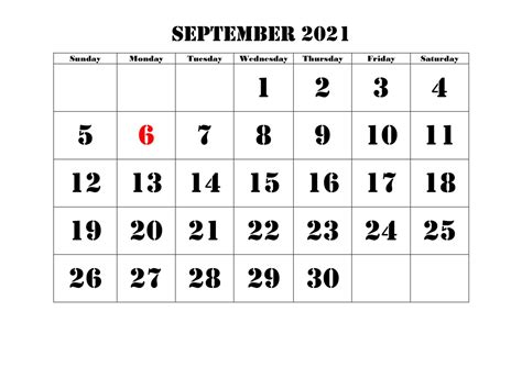 Free September 2021 Calendar Printable - Blank Templates