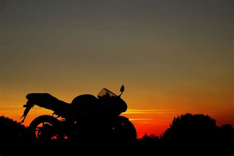 HD wallpaper: motorcycle, sunset, silhouette, sky, orange color, beauty ...