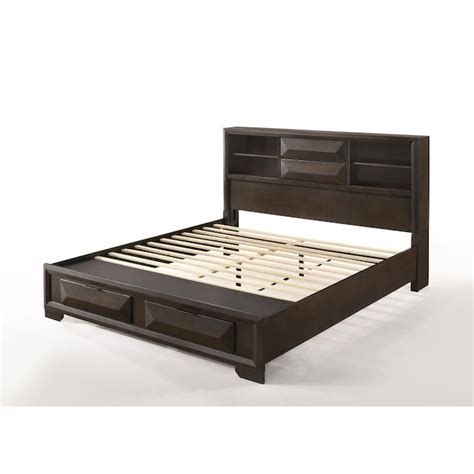 ACME FURNITURE Merveille Espresso King Wood Upholstered Bed with ...