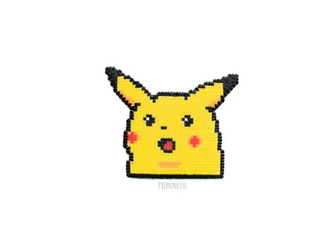 Pikachu Surprised Meme Pixel Art Magnet Hama Perler Beads Pikachu ...