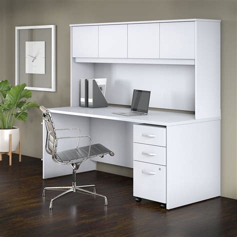 Studio C 72W Office Desk with Hutch and Drawers in White - Engineered ...