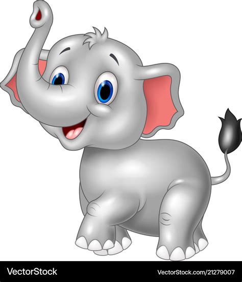 Cartoon baby elephant look to the side with trunk Vector Image