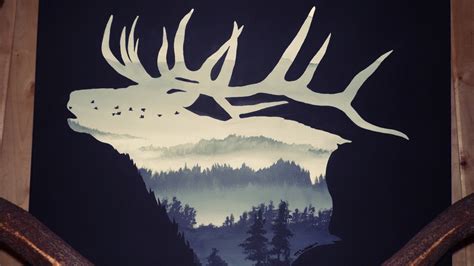 Elk bugling silhouette