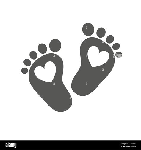 Simple baby footprints - vector illustration. Black footprints of baby ...