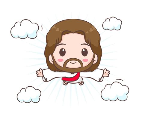 Cute Jesus Christ cartoon character. Hand drawn Chibi character, clip ...