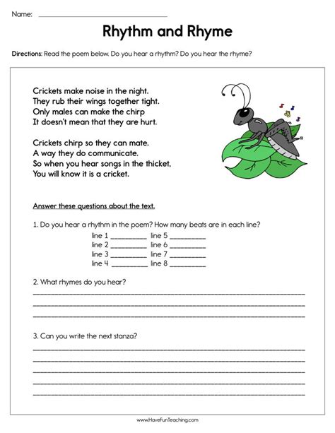 Rhythm and Rhyme Worksheet • Have Fun Teaching