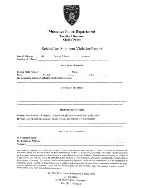 Fillable Online School Bus Stop Arm Violation Report Fax Email Print ...