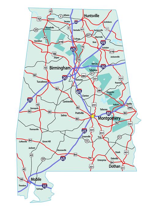 Map of Alabama - Guide of the World