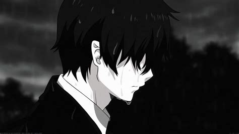 Download Loneliness of an Anime Character in Black and White Wallpaper ...