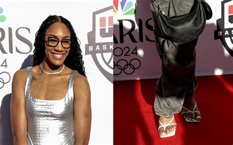 A’ja Wilson Pops in White Sandals at Basketball Event at 2024 Olympics ...