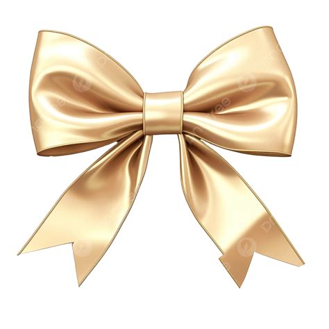 Christmas Holiday Bow From Gold Ribbon Isolated On White, Golden Bow ...