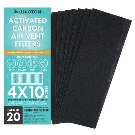 Buy Activated Carbon Air Vent Filters for Home - 20 Pieces 4" x 10 ...