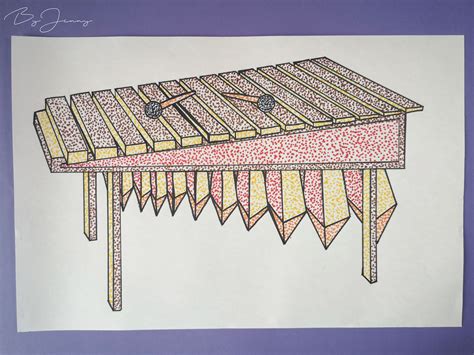 Dibujo De Marimba Instrumento Musical De Guatemala Con Puntillismo ...