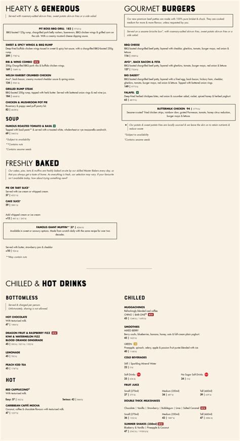 Mugg & Bean Menu Prices - Breakfast, Lunch and Burgers