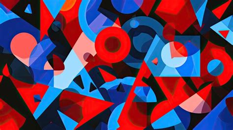 Abstract Painting of Red Blue and Black Shapes | Premium AI-generated image