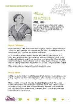 Mary Seacole biography for kids by Lottie Dolls | TPT