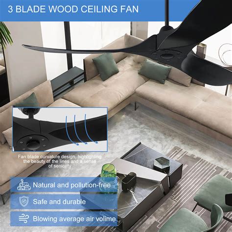 52-Inch Remote Control Black Ceiling Fan - XCWIIE Ceiling Fan