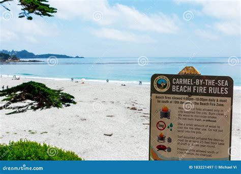 Carmel-by-the-Sea Beach Fire Rules and Regulations Sign Editorial ...