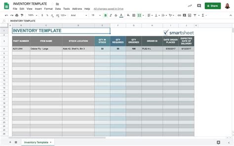 Free Google Sheets Inventory Template