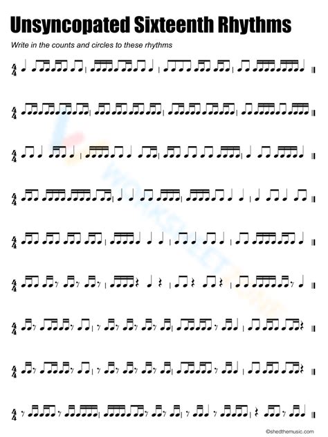 Rhythm Worksheet 1 - Worksheets Library