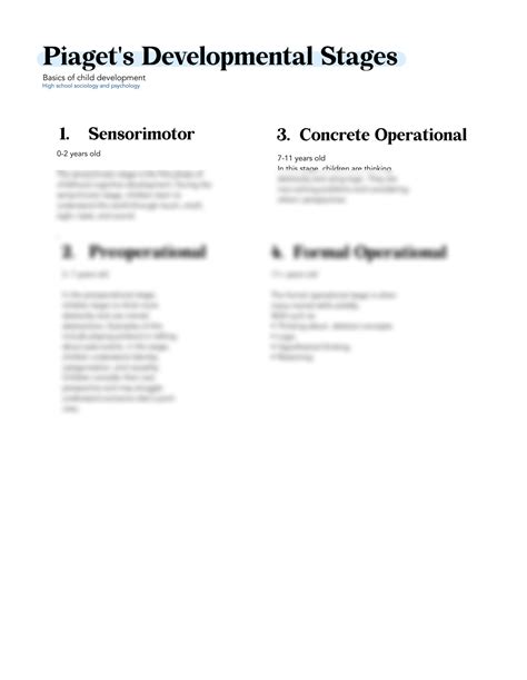 SOLUTION: Piaget’s stages of development - Studypool