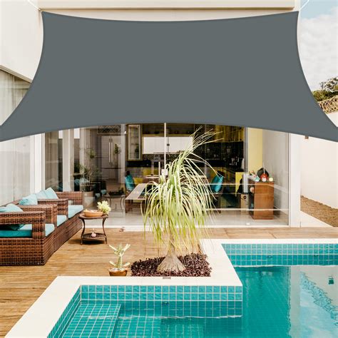 Sun Shade Sail Rectangle 6.5/10/12/13/16FT Waterproof Outdoor Garden ...