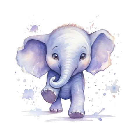 Premium AI Image | Baby elephant watercolor painting of a baby elephant