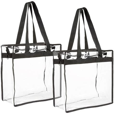 2 Pack Stadium Approved Clear Tote Bags, 12x6x12 Large Plastic Beach ...