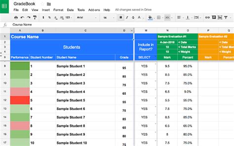 Google Sheets Gradebook Template