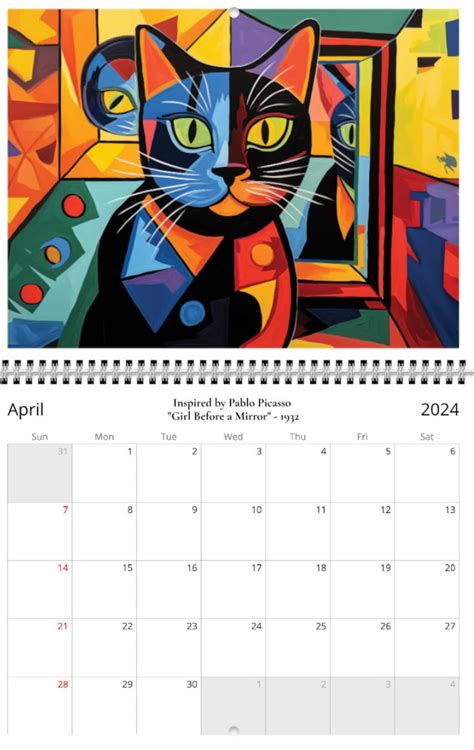 2024 Cat Art Calendar: Funny Iconic Masterpieces Wall Calendar - Etsy