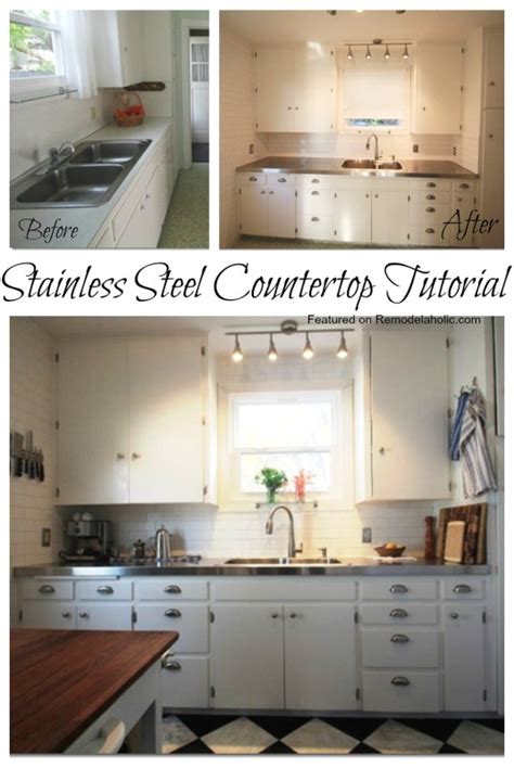 Remodelaholic | Affordable Stainless Steel Countertops; DIY