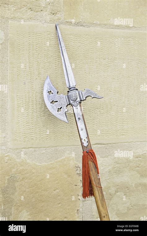 Old medieval spear, detail of an old weapon for killing, medieval ...