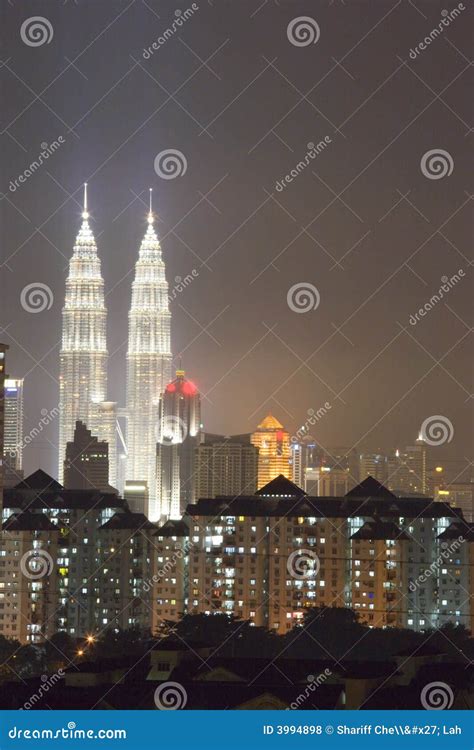 Kuala Lumpur night skyline stock photo. Image of attraction - 3994898