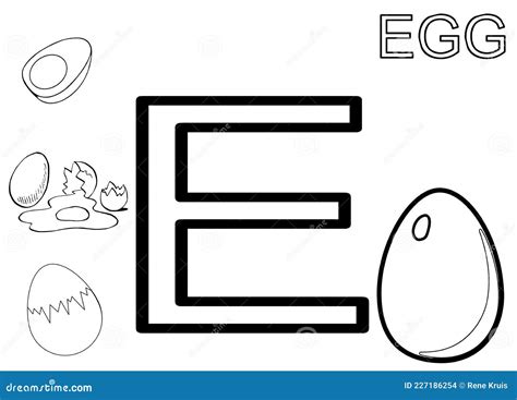 Colouring Alphabet - E is for Egg Stock Illustration - Illustration of ...