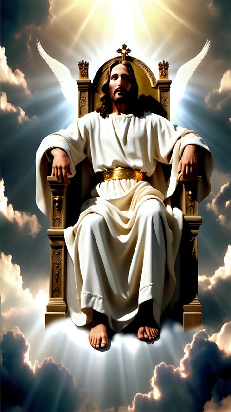 HyperRealistic Depiction of Jesus Seated on His Divine Throne in Heaven ...