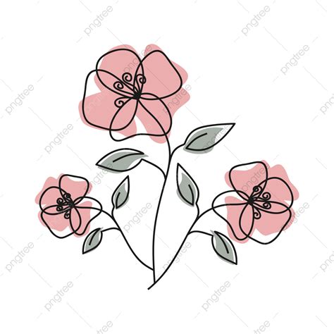 Flower Line Art Vector Hd PNG Images, Cute Minimalist Flower Line Art ...