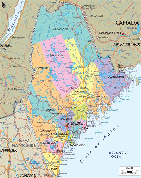 Large regions map of Maine state. Maine state large ~ mapvine