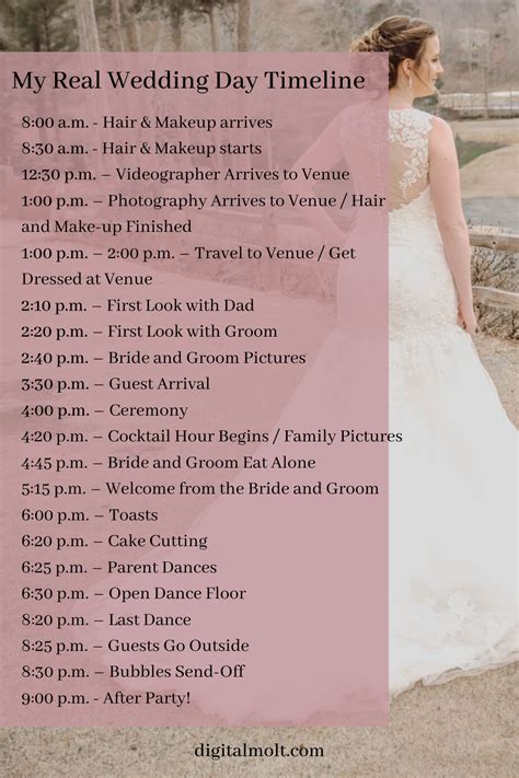 wedding day timeline template 4pm ceremony - Jordon Venegas