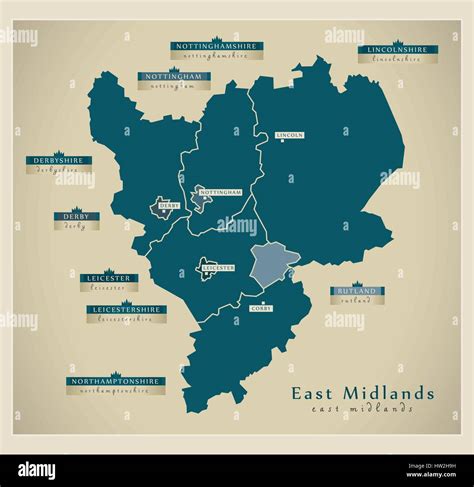 Modern Map - East Midlands Stock Vector Image & Art - Alamy