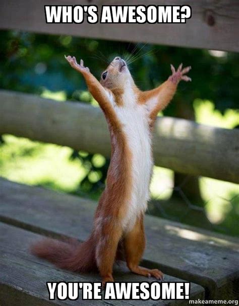 Who's awesome? You're awesome! - Happy Squirrel | Make a Meme