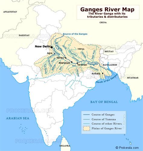 Ganges River Map, Map of Ganges River, Ganges Map, Ganga River Map