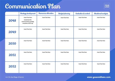 Communication Plan Matrix Template