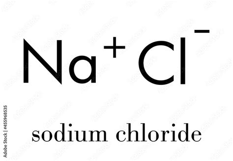 Sodium chloride (table salt), chemical structure. Skeletal formula ...