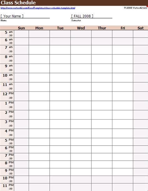 Class Schedule Sheet Exceltemplates Free Schedule Template - Riset